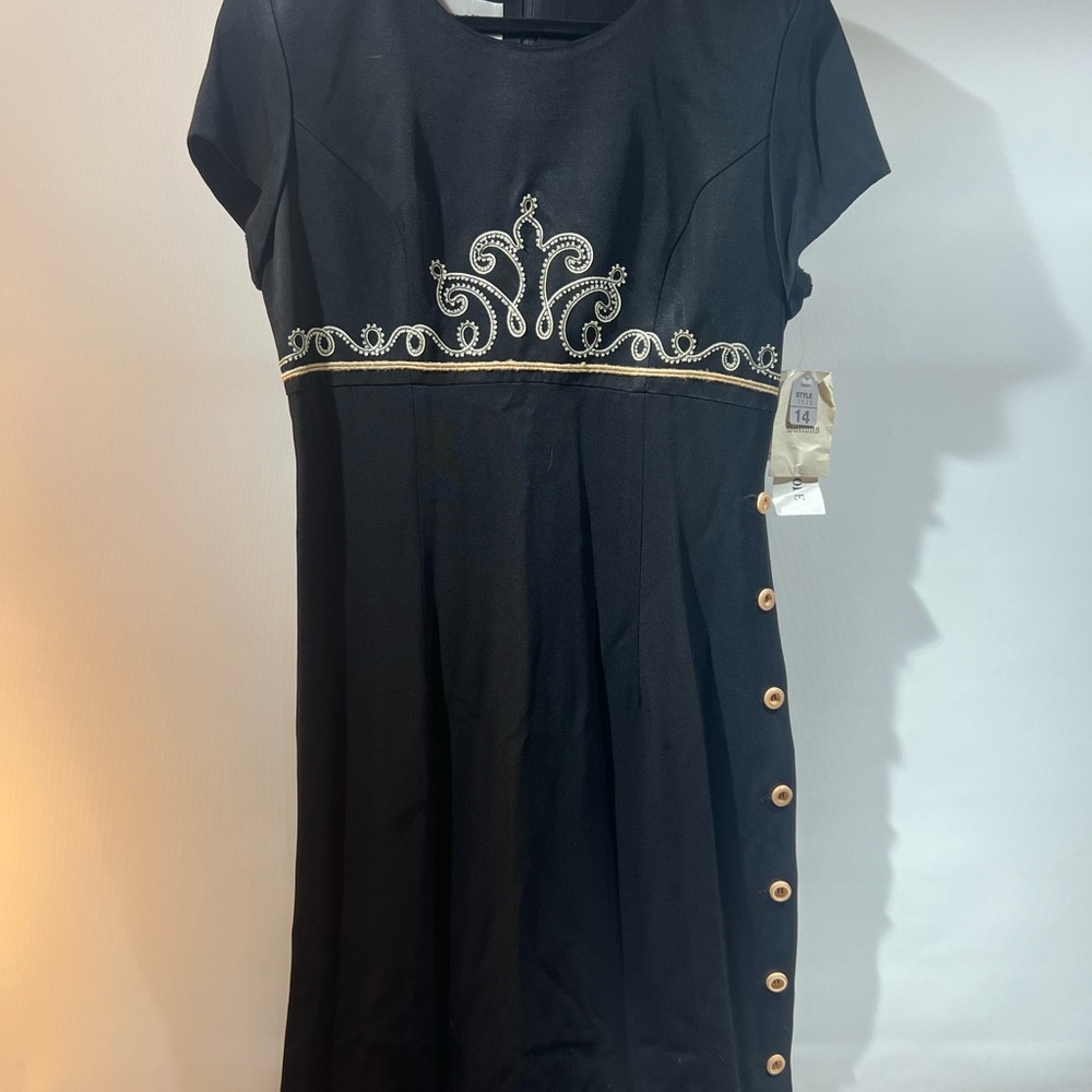Danny & Nicole Black Sheath Dress with Gold Embellishments